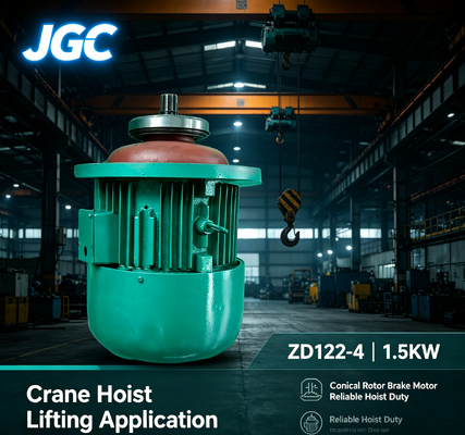 ZD122-4 Motor de elevação de guindaste Tipo 1.5KW Motor com freio de rotor cônico