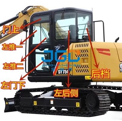 SY75C Pára-brisa dianteiro Escavadeira Janela push-pull Superior e inferior esquerda e direita Bloco traseiro Vidro temperado