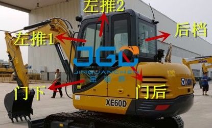 A máquina escavadora Front And Rear Doors And Windows de XE60D saiu e as peças de substituição direitas do para-brisa