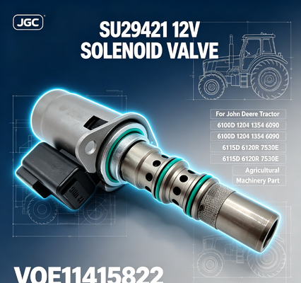Válvula Solenoide 12V SU29421 VOE11415822 para Trator 6100D 1204 1354 6090 6115D 6120R 7530E Peça de Máquina Agrícola