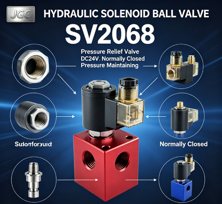 SV2068 Hydraulic Solenoid Ball Valve Pressure Relief Valve Threaded Cartridge DC24V Normally Closed Pressure Maintaining Valve