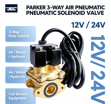 Válvula Solenoide Pneumática de Ar Parker de 3 Vias 12v 24v Equipamento de Serviço de Bobina Hidráulica de Água