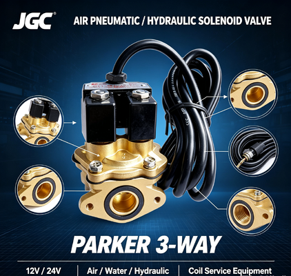 Válvula Solenoide Pneumática de Ar Parker de 3 Vias 12v 24v Equipamento de Serviço de Bobina Hidráulica de Água