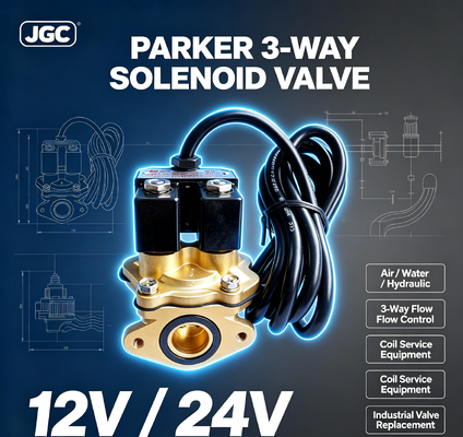 Válvula Solenoide Pneumática de Ar Parker de 3 Vias 12v 24v Equipamento de Serviço de Bobina Hidráulica de Água