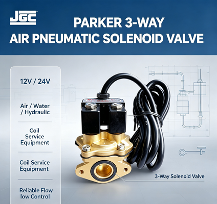 Válvula Solenoide Pneumática de Ar Parker de 3 Vias 12v 24v Equipamento de Serviço de Bobina Hidráulica de Água