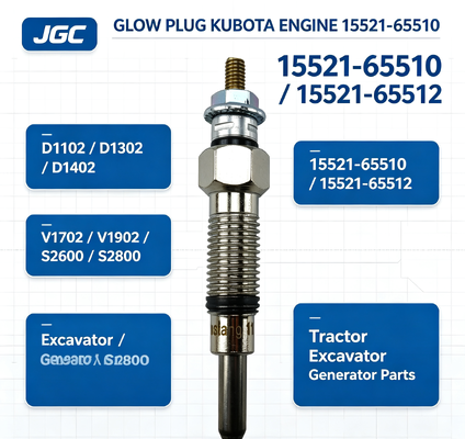 Vela de Ignição D1102 D1302 D1402 V1702 V1902 S2600 S2800 15521-65510 15521-65512 para Peças de Motor de Trator, Escavadeira e Gerador Kubota