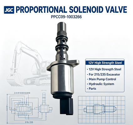 PPCP09-1003266 válvula de solenoide proporcional de aço de alta resistência de 12 V para bomba principal de escavadeira 215/235