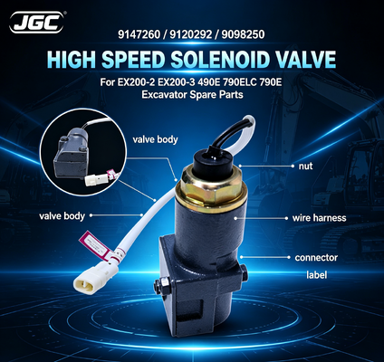 9147260 9120292 9098250 Válvula Solenoide de Alta Velocidade para Escavadeiras EX200-2 EX200-3 490E 790ELC 790E