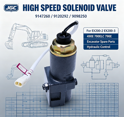 9147260 9120292 9098250 Válvula Solenoide de Alta Velocidade para Escavadeiras EX200-2 EX200-3 490E 790ELC 790E