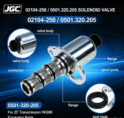 02104-256 0501-320-205 Peças de escavadeira Válvula solenoide para transmissão Zf Wg98