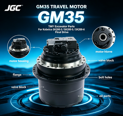 GM35 Peças de escavadeira Motor de viagem hidráulico para Kobelco Compatível com SK200-3 SK200-5 SK200-6