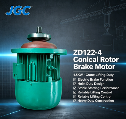 ZD122-4 Motor de elevação de guindaste Tipo 1.5KW Motor com freio de rotor cônico